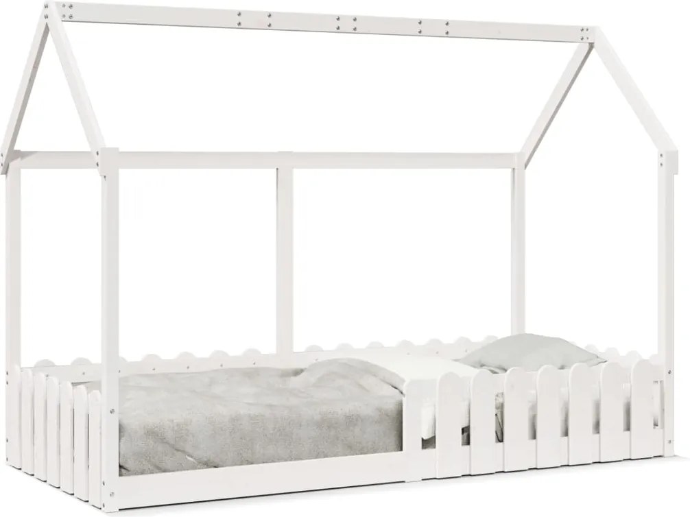 vidaXL Cadru pat tip casă pentru copii alb 90x200 cm lemn masiv de pin