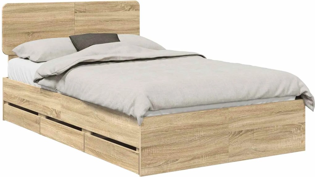 vidaXL Cadru de pat Stejar Sonoma 120 x 200 cm Lemn prelucrat