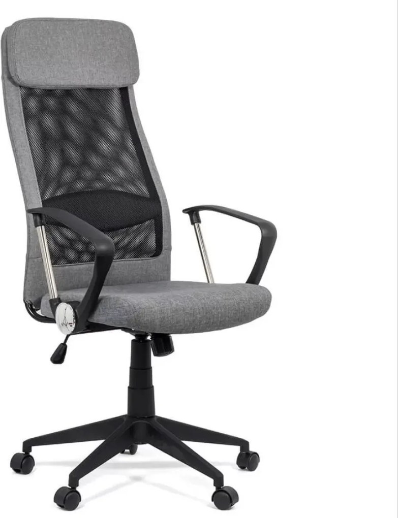 Scaun de birou VORTEX, tetiera captusita, Mesh + Stofa, Gri