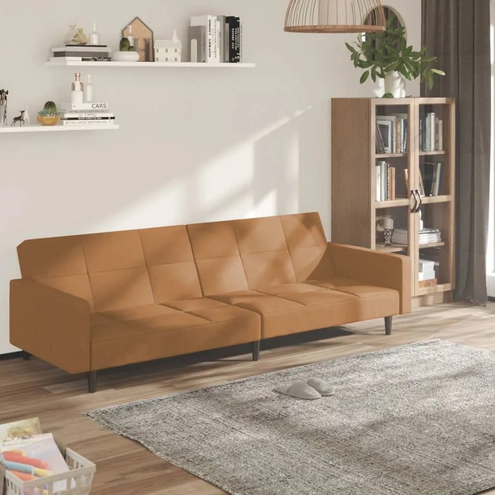 340678 vidaXL Canapea extensibilă cu 2 locuri, gri taupe, microfibră
