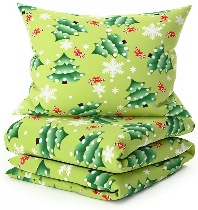 Lenjerie de pat din microfibra CHRISTMAS TREE verde Dimensiune lenjerie de pat: 70 x 90 cm | 140 x 220 cm