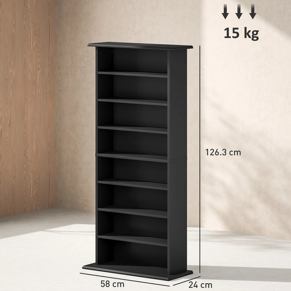 HOMCOM Dulap pentru CD-uri cu 6 Rafturi Reglabile pentru 360 CD-uri/185 DVD-uri Negru | Aosom Romania