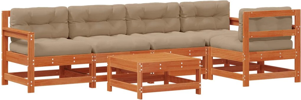 vidaXL Set de lounge pentru grădină 6 pcs Maro Ceară Lemn masiv de pin
