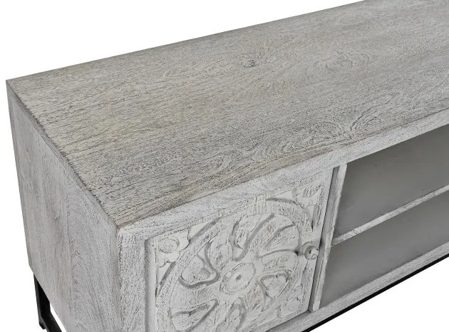 Comoda, gri, din lemn de mango si metal, Mandala