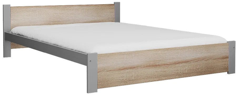 Pat de o persoana IKAROS 120 x 200 cm, stejar sonoma/gri Saltele: Cu saltele Coco Maxi 20 cm, Somiera pat: Fara somiera