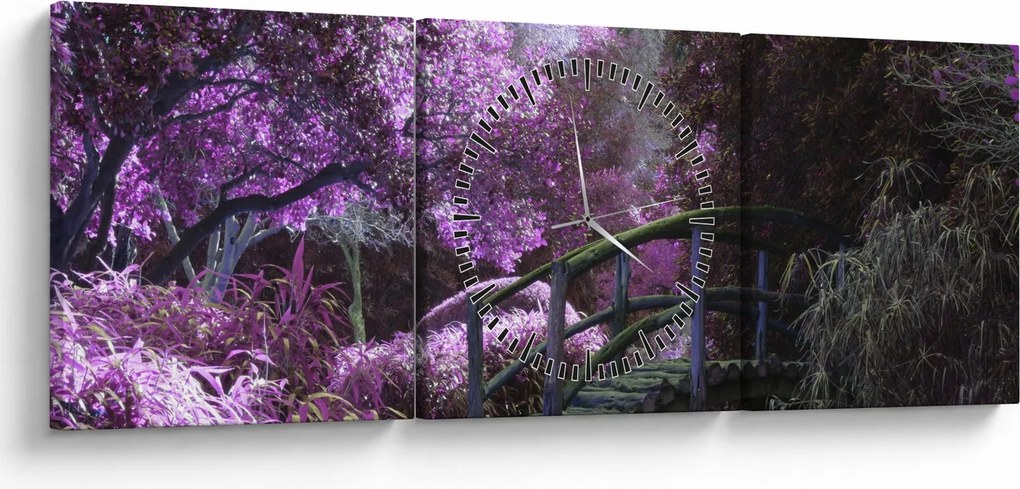 Tablou - copaci violeți (cu ceas) (90x30 cm)