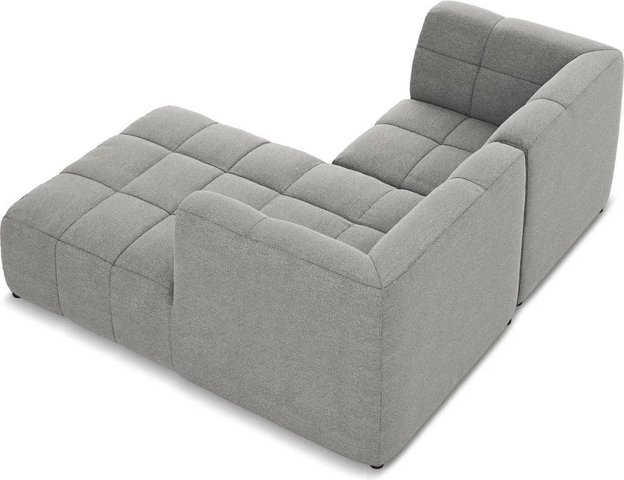 Colțar gri cu tapițerie din țesătură bouclé (cu colț pe partea dreaptă/cu șezlong) Aloha – Makamii