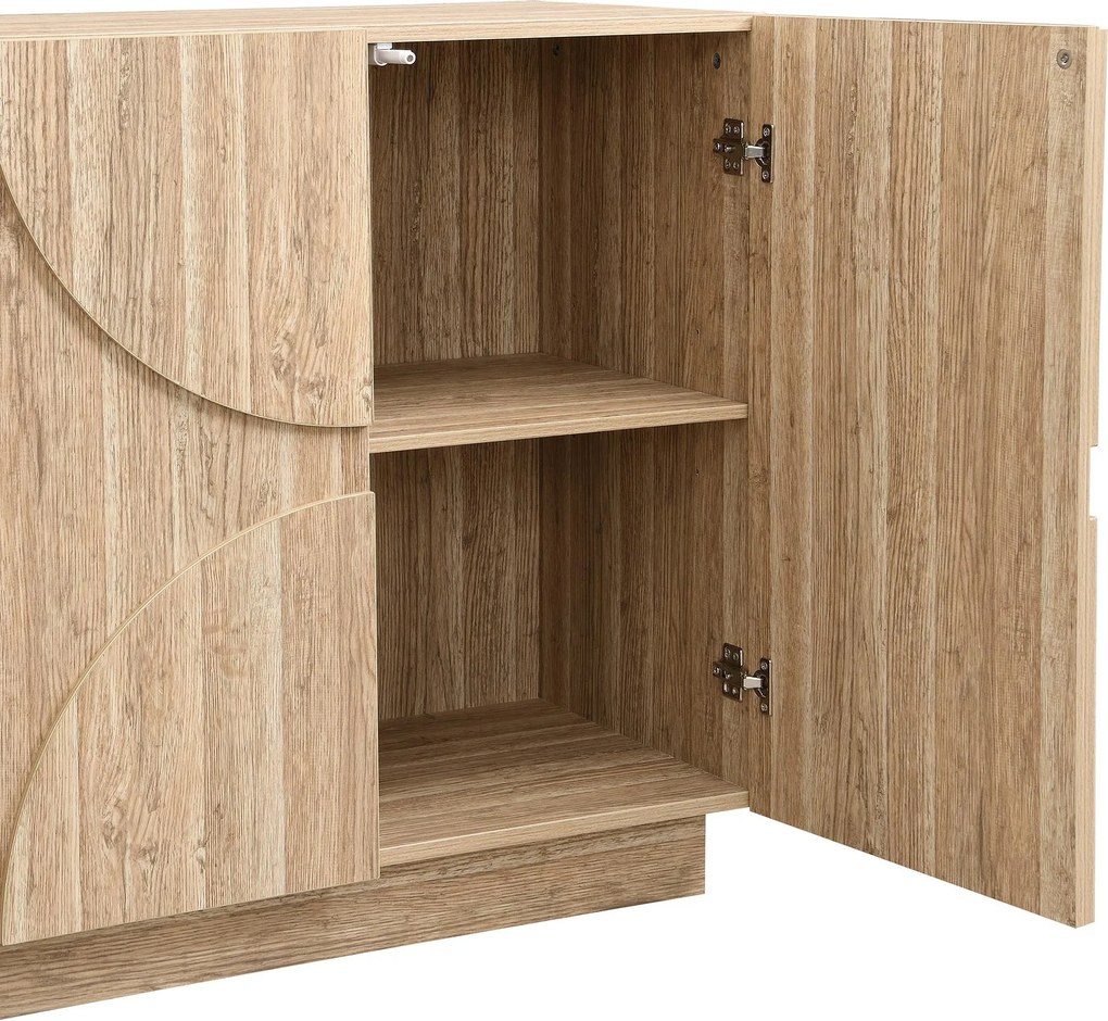 Bufet cu mult spațiu de depozitare, design scandinav-minimalist, 160x40x80 cm, Culoare naturală