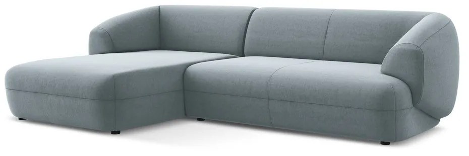 Colțar albastru deschis cu tapițerie din catifea (cu colț pe partea stângă) Moana – Makamii