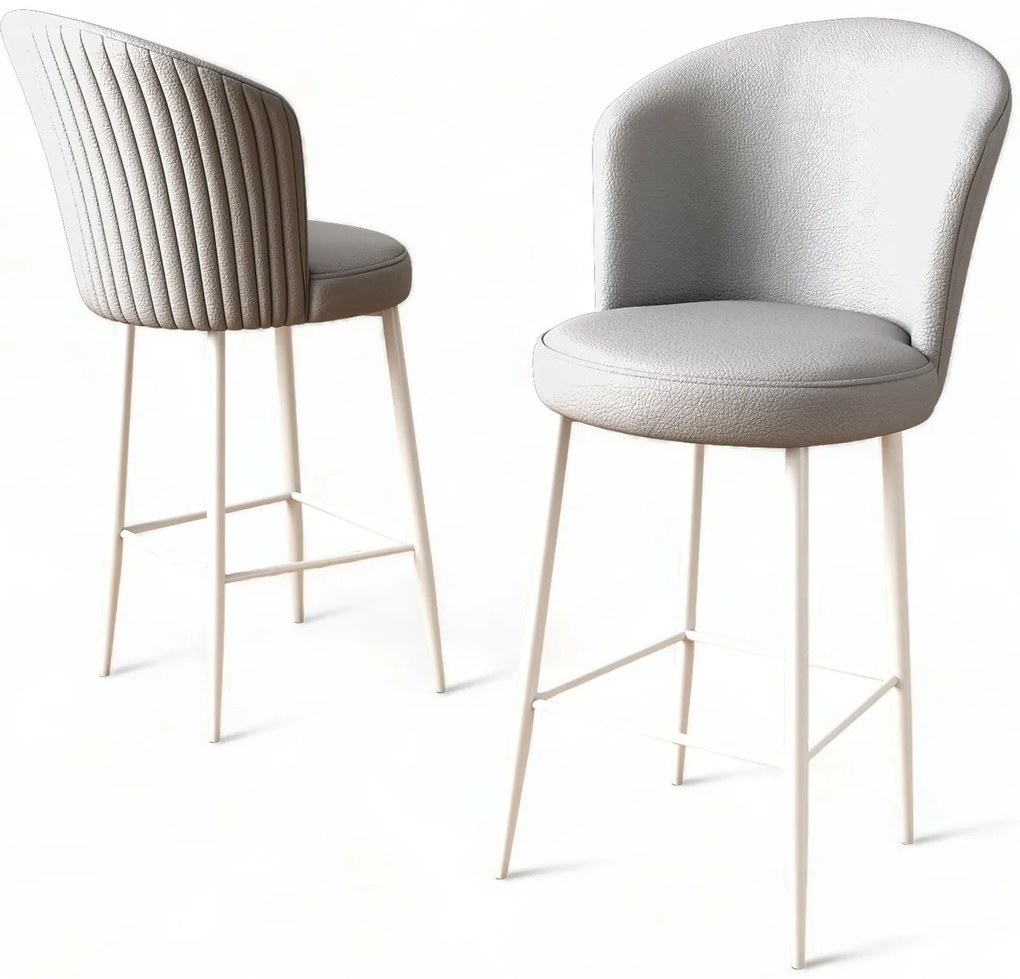 Set de scaune de bar Uras Grey and White, 2 buc.