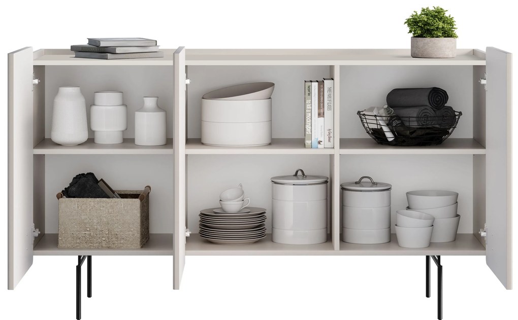 Comodă cu trei uși Malmi 150 cm - cașmir / picioare negre