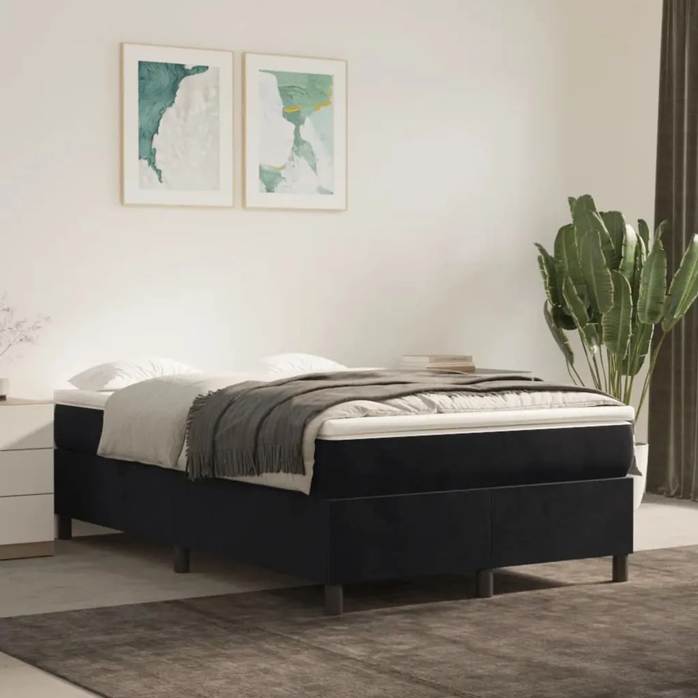 3121110 vidaXL Cadru de pat box spring, negru, 120x200 cm, catifea