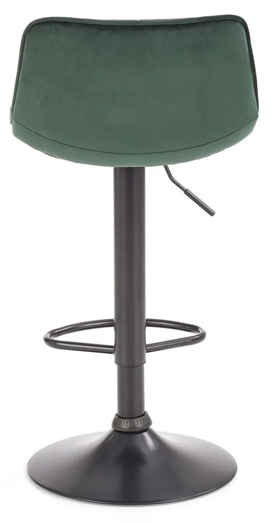 Scaun de bar cu picior negru MALIBU VELVET, verde