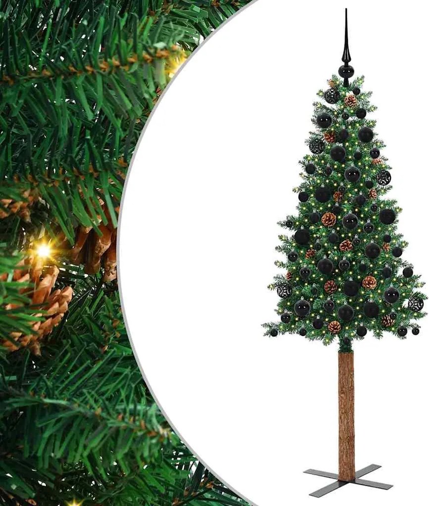 vidaXL Brad de Crăciun subțire Verde 180 cm PVC și lemn de PIN masiv