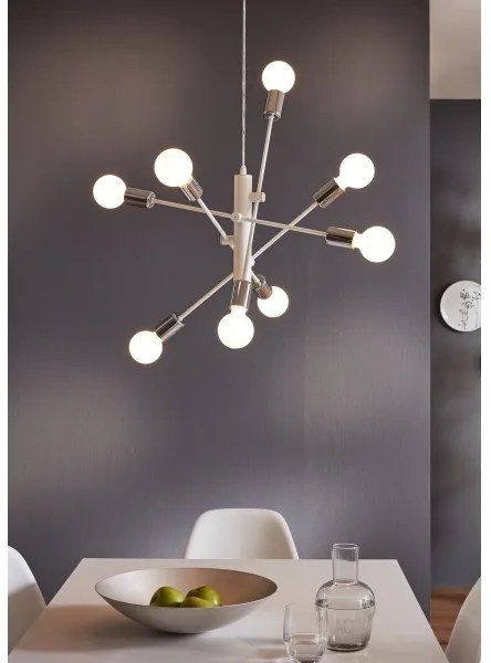 Eglo 98017 - Lustră pe cablu GRADOLI 8xE27/60W/230V alb