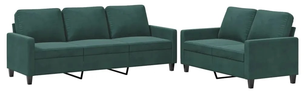 3201518 vidaXL Set de canapele cu perne, 2 piese, verde închis, catifea