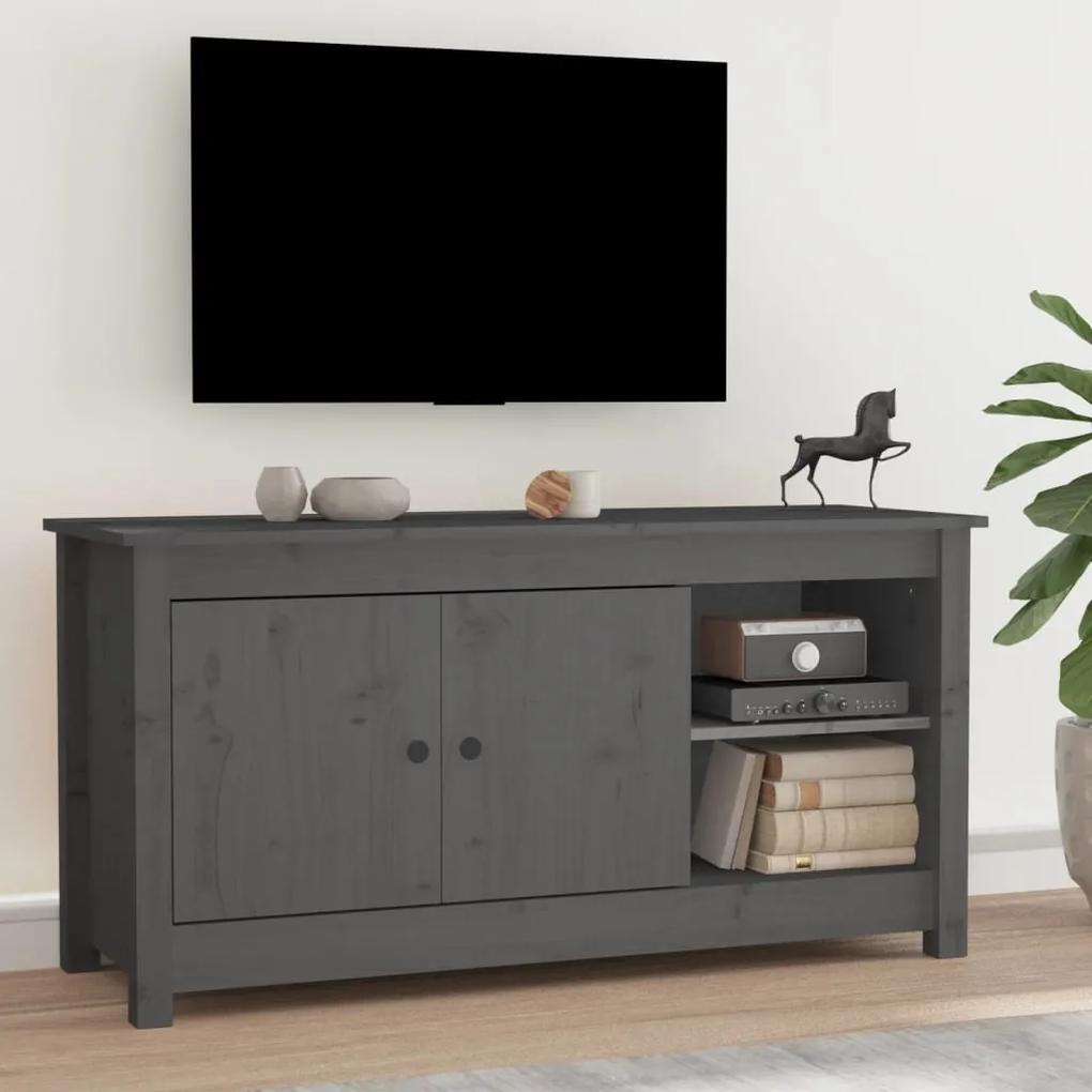 Comoda TV, gri, 103x36,5x52 cm, lemn masiv de pin 1, Gri