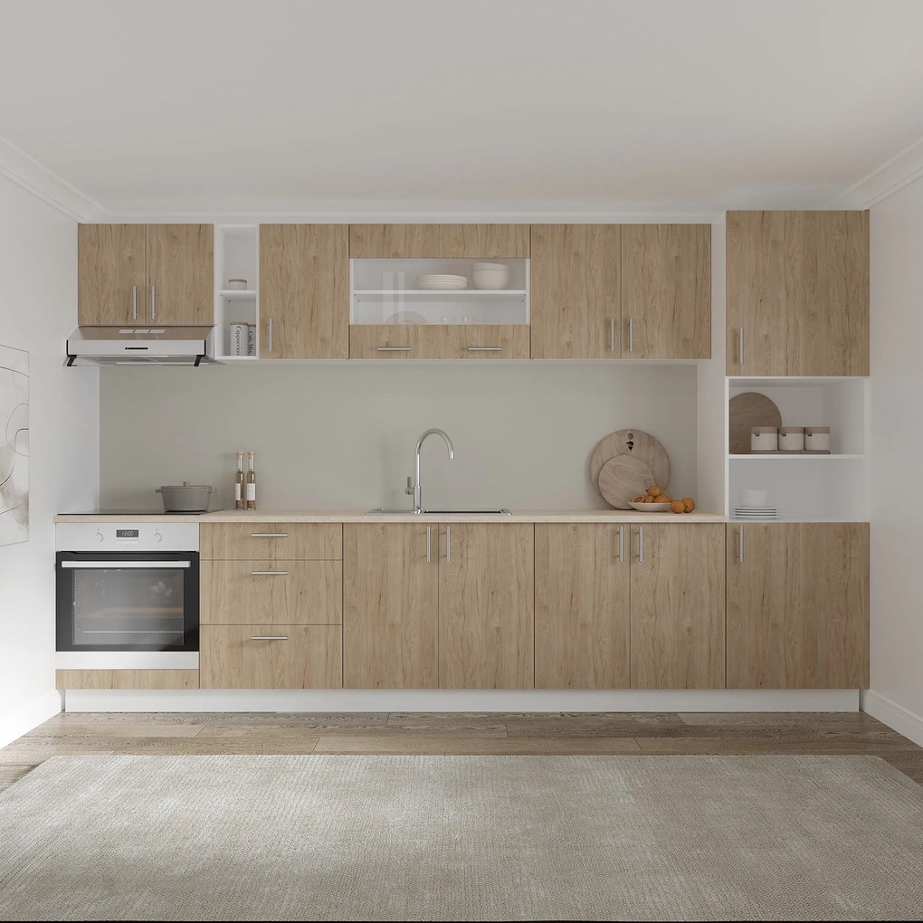 Corp Superior Karo, 2 Usi, Lemn Natural/Alb, 80 x 30 x 60 cm