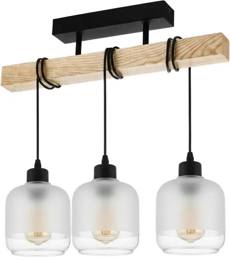 Brilagi - Lustră aplicată WOOD GLASS 3xE27/60W/230V pin/negru/alb