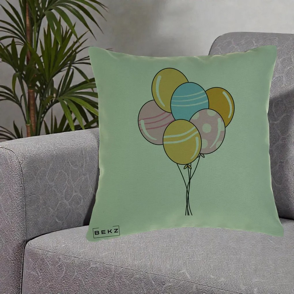 Perna Decorativa Baloane Petrecere, 40x40 cm, Verde, Husa Detasabila, Perna Inclusa, BEKZ®