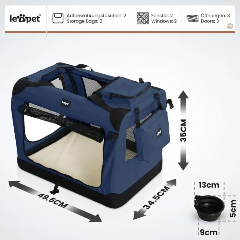 Leopet Cutie de transport pentru câini S, 49,5 x 34,5 x 35 c