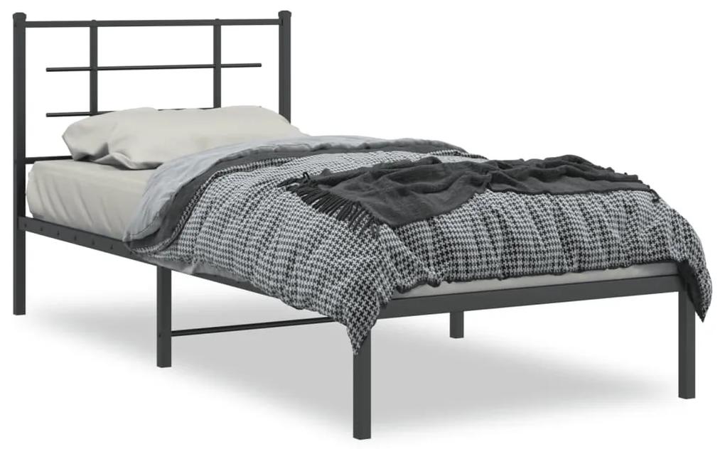 355554 vidaXL Cadru pat metalic cu tăblie, negru, 90x200 cm