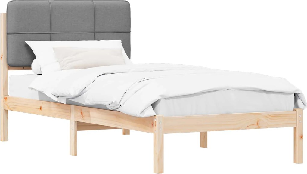 vidaXL Cadru de pat cu tăblie tapițată Gri deschis 75 x 190 cm