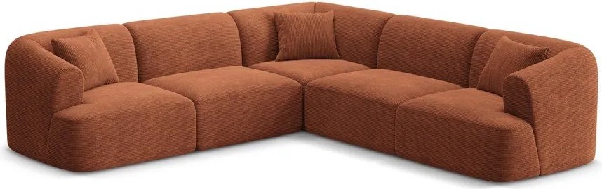 Colțar teracotă cu tapițerie din catifea reiată Campi – Cosmopolitan Design