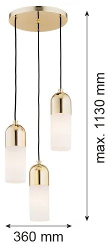 Lustră pe cablu BURGOS 3xE27/15W/230V alamă Argon 1466