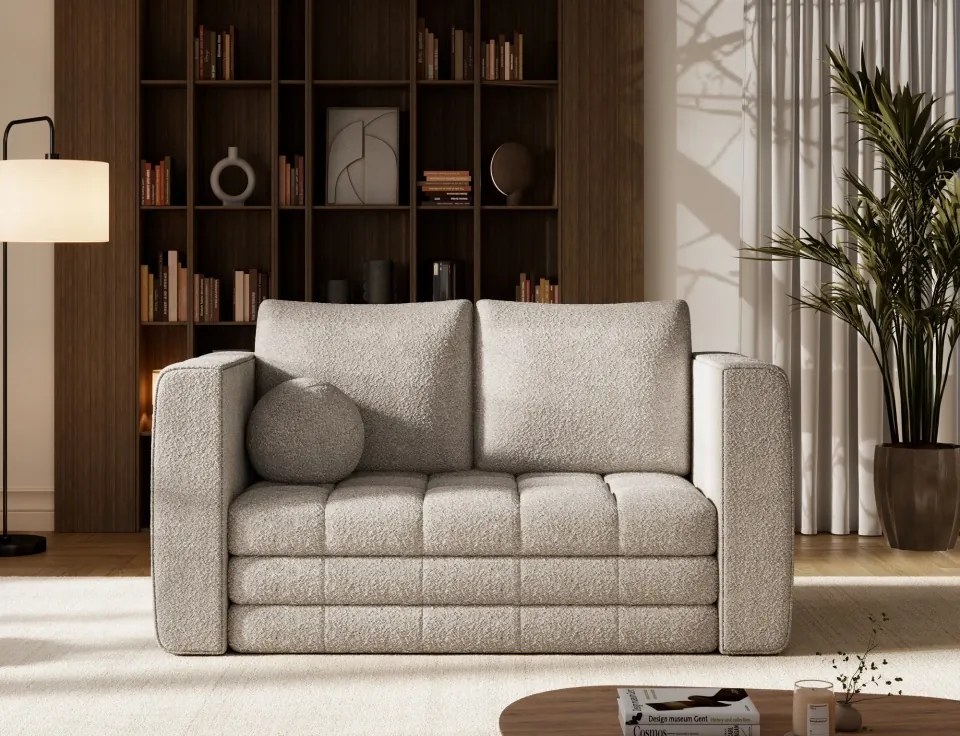Canapea Kastol , beige bouclé extensibil, 137x71x74 cm – Royal 18