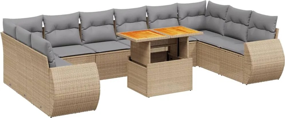 vidaXL Set canapele de grădină cu perne, 11 piese, bej, poliratan