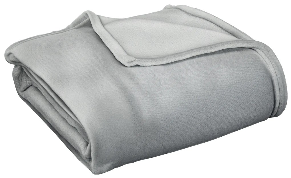 HOMCOM Pătură Flanel 330 GSM Reversibilă Interior/Exterior 203x152x0.5 cm, Gri Deschis | Aosom Romania