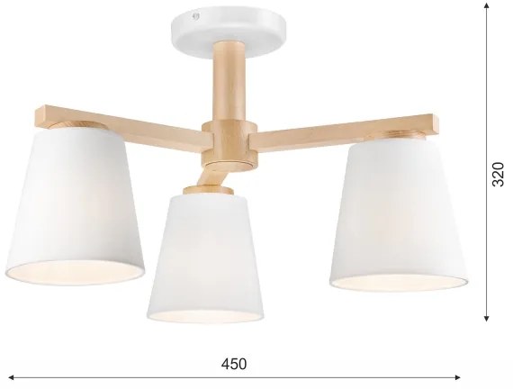 Lustr ELLIE 3xE27/60W/230V alb, montaj plafon