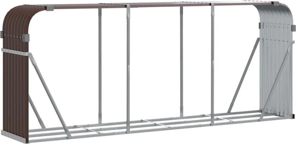 vidaXL Suport pentru bușteni, maro, 234x45x100 cm, oțel galvanizat