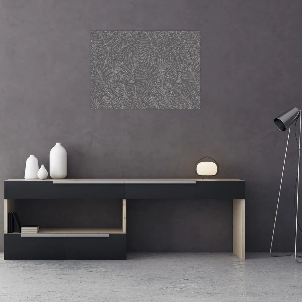 Tablou - Frunze de palmier gri (70x50 cm)
