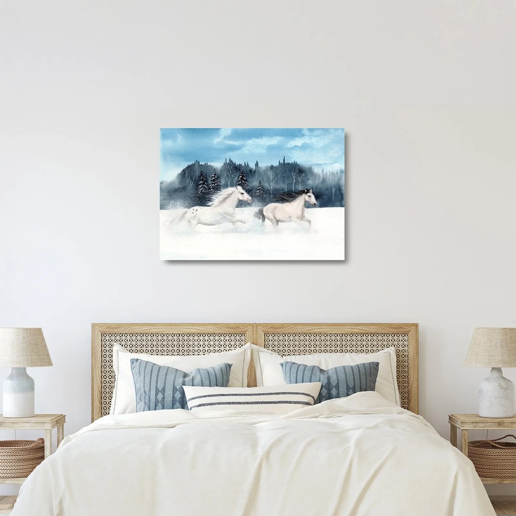 Tablou pe sticlă cu caii pictați (70x50 cm)