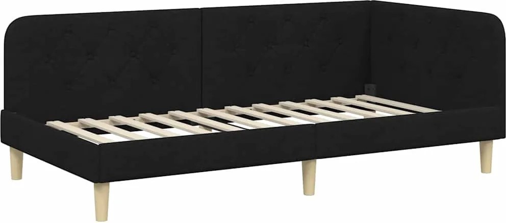 vidaXL Cadru de pat colțar Negru 100 x 200 cm țesătură