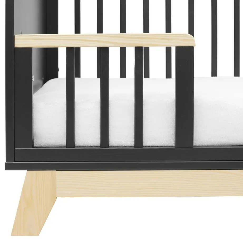 New Baby Crib Marcus cu barieră, negru / natural