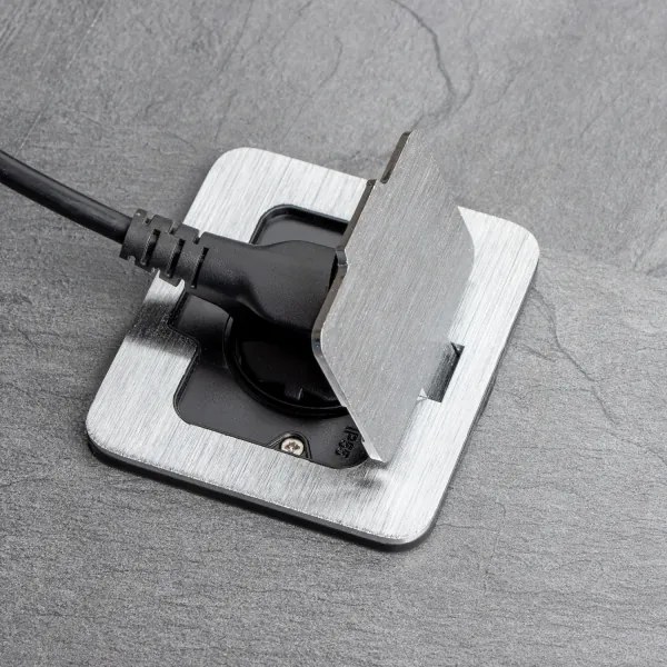 Priză încastrabilă de podea de exterior Brilagi IP55 crom mat dreptunghiular