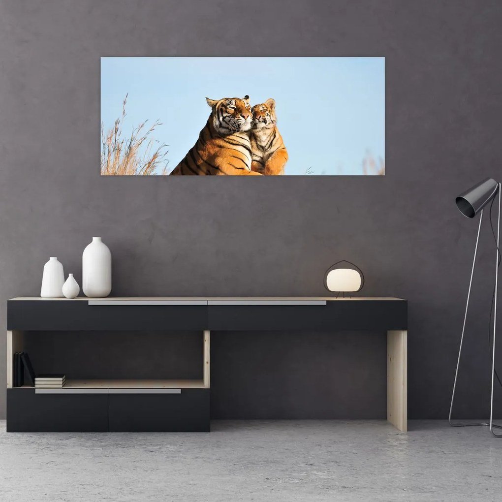 Tablou - Tigroaica cu pui (120x50 cm)