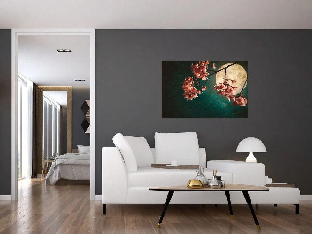 Tablou - Sakura în luna plină (90x60 cm)