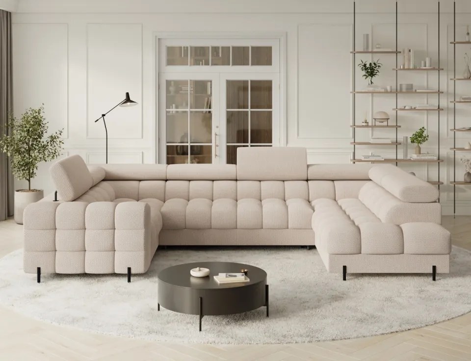 Colțar extensibil, cu spatiu pentru depozitare, 346x205x93 cm, Fectory RT, Eltap (Culoare: Gri / Aura 04)