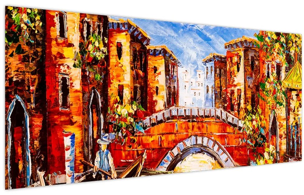 Tablou - Pictură în ulei a orașului III. (120x50 cm)