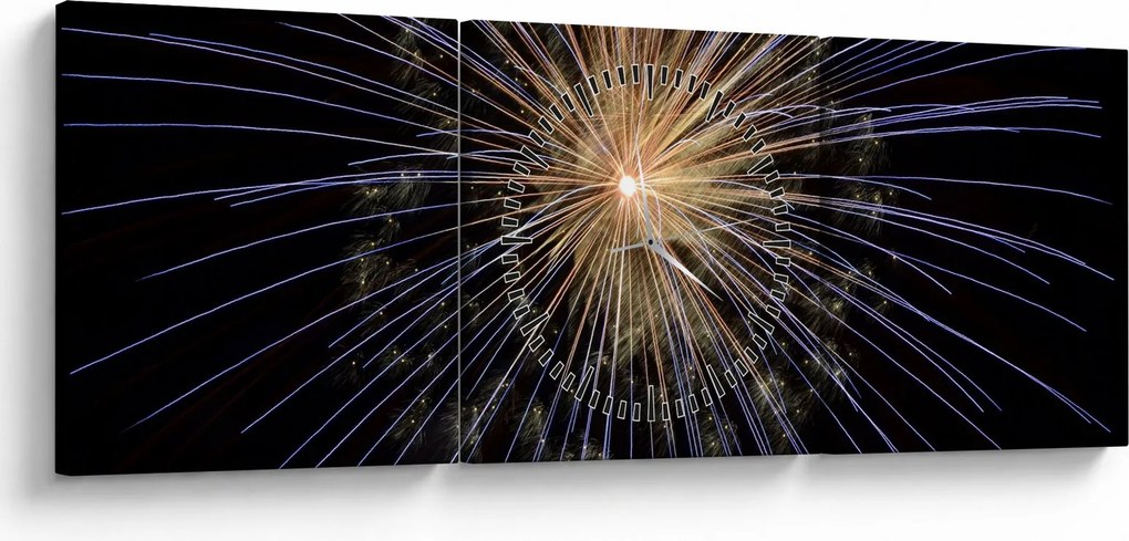 Tablou cu artificii (cu ceas) (90x30 cm)