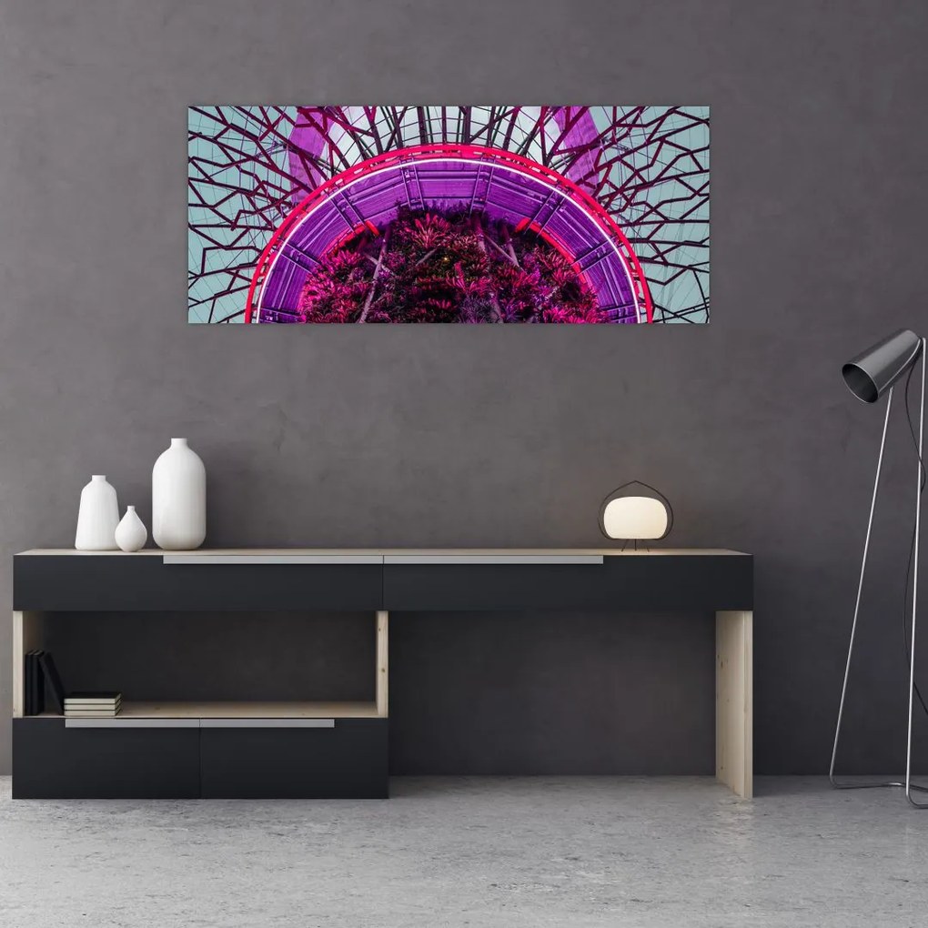 Tablou abstrac - crengi violete (120x50 cm)