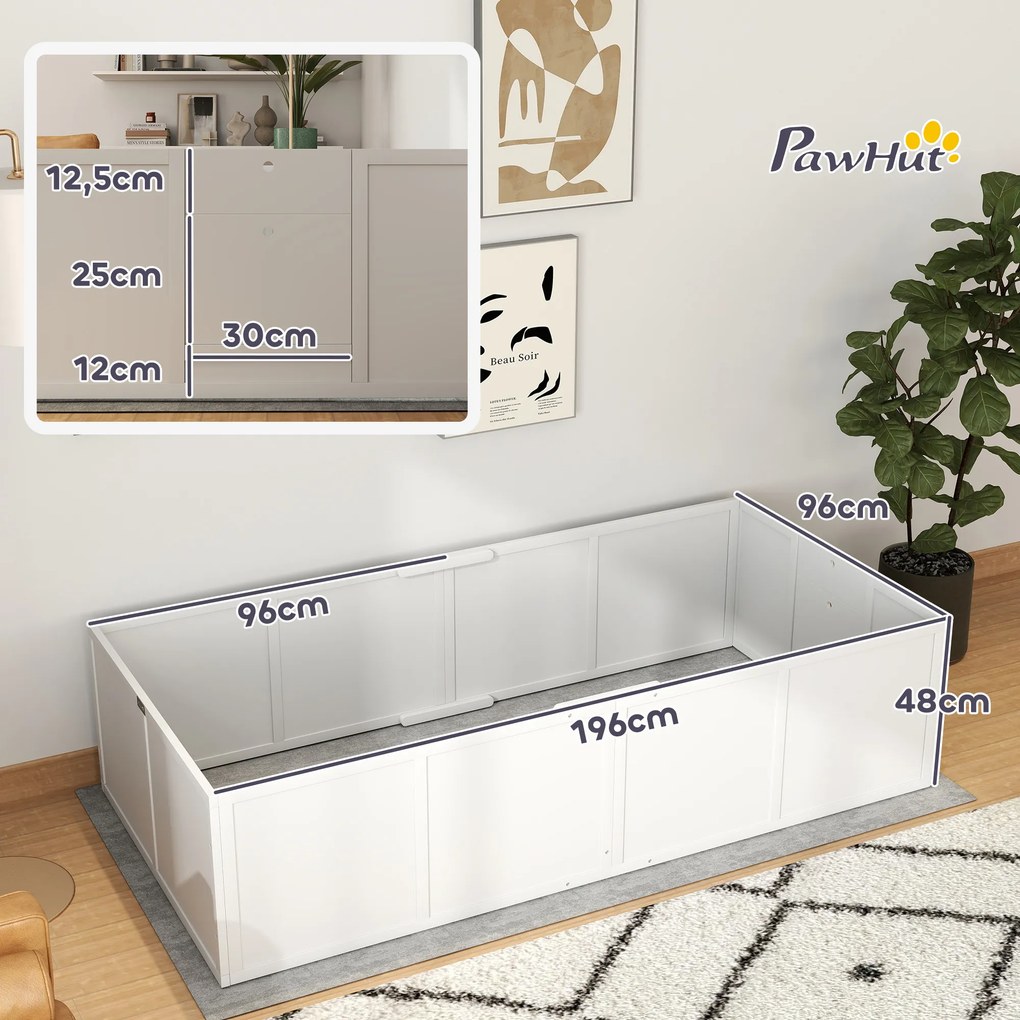 PawHut Cutie de naștere pentru câini pui, parc de naștere cu ușă cu înălțime reglabilă, pentru câini mari, 196 x 96 x 48 cm | Aosom Romania