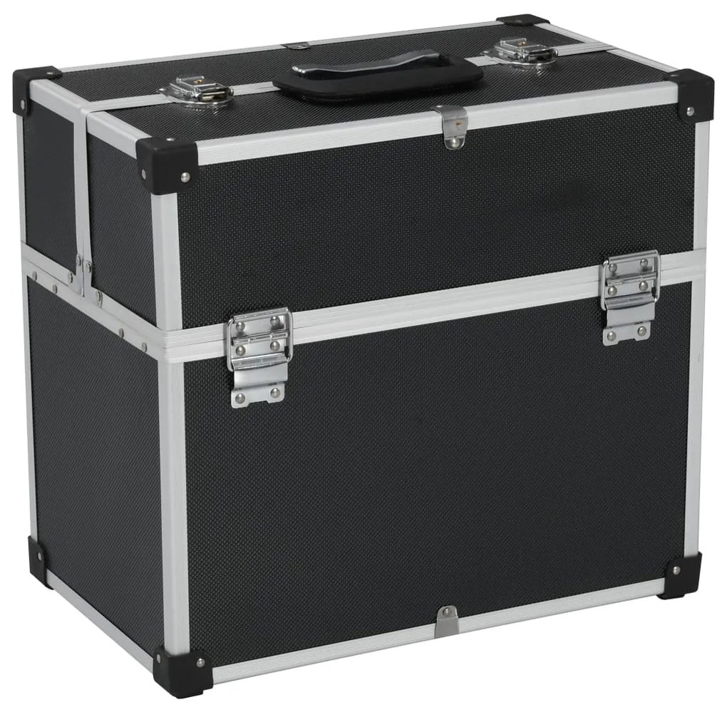 vidaXL Cutie de scule, negru, 38x22,5x34 cm, aluminiu