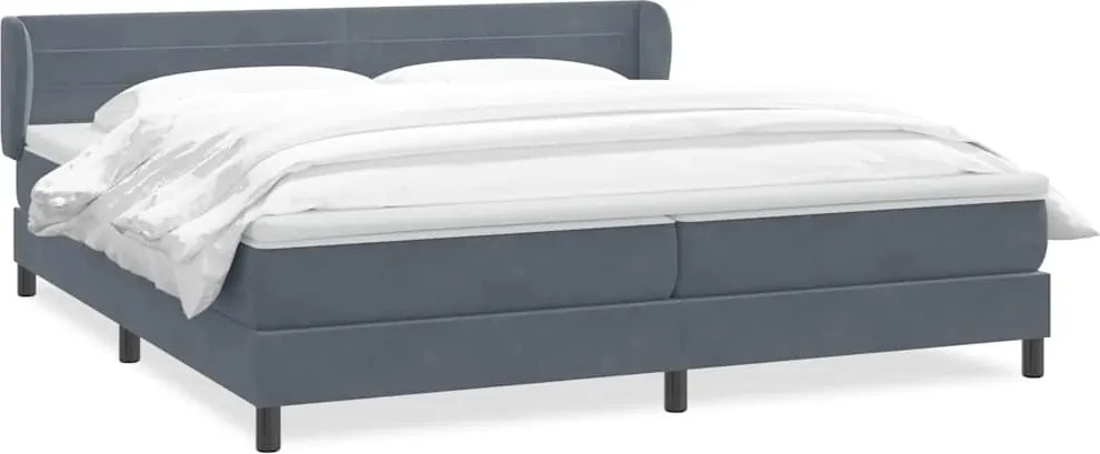 vidaXL Pat cu arcuri cu saltele gri închis 180x210 cm catifea