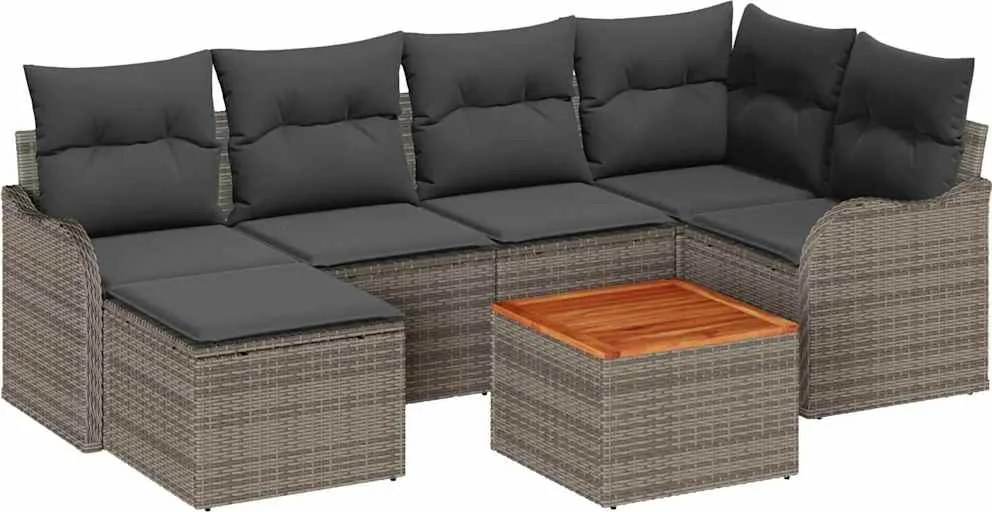 vidaXL Set de canapele pentru grădină 7 pcs Gri poliratan