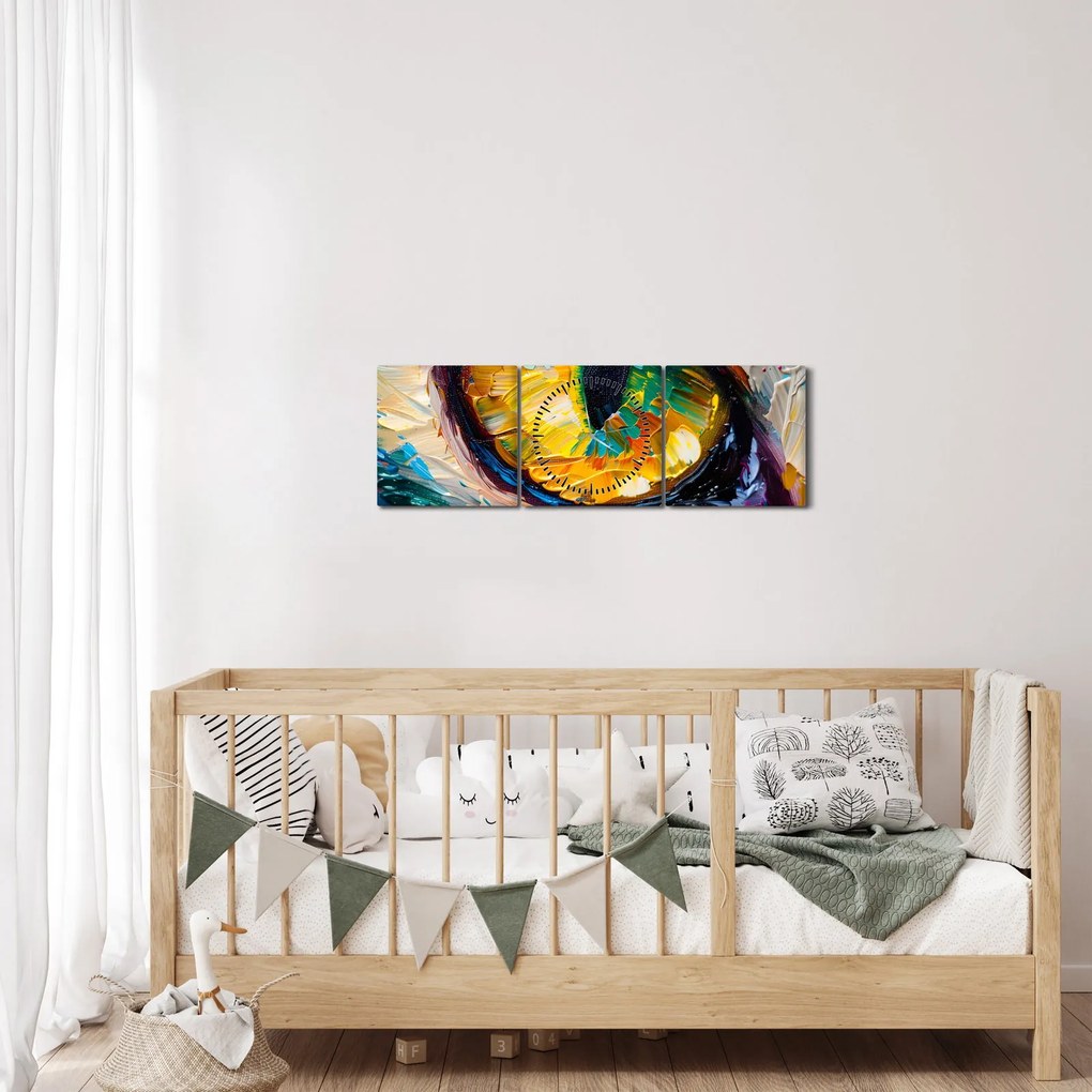 Tablou - Ochi de pisică Pictură (cu ceas) (90x30 cm)